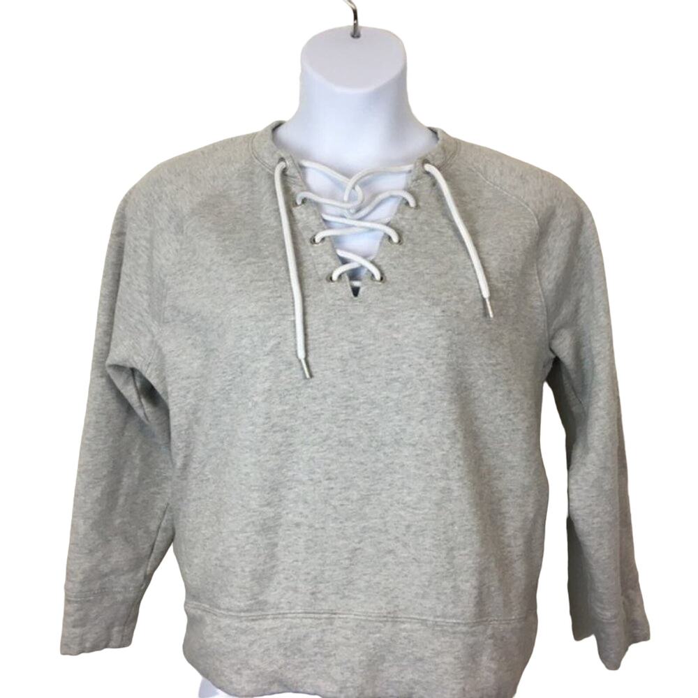 Zella Sweatshirt Top Loungewear Yoga Nordstrom Lace Up Gray sz M Cozy and Soft